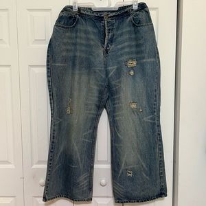 Vintage Spiegel Button Fly Distressed Jeans, Size 24w